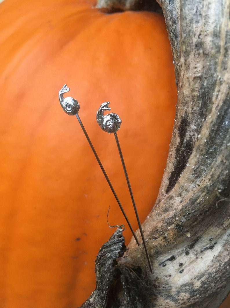 2 Tiny Pewter Veil Pins Snail image 2