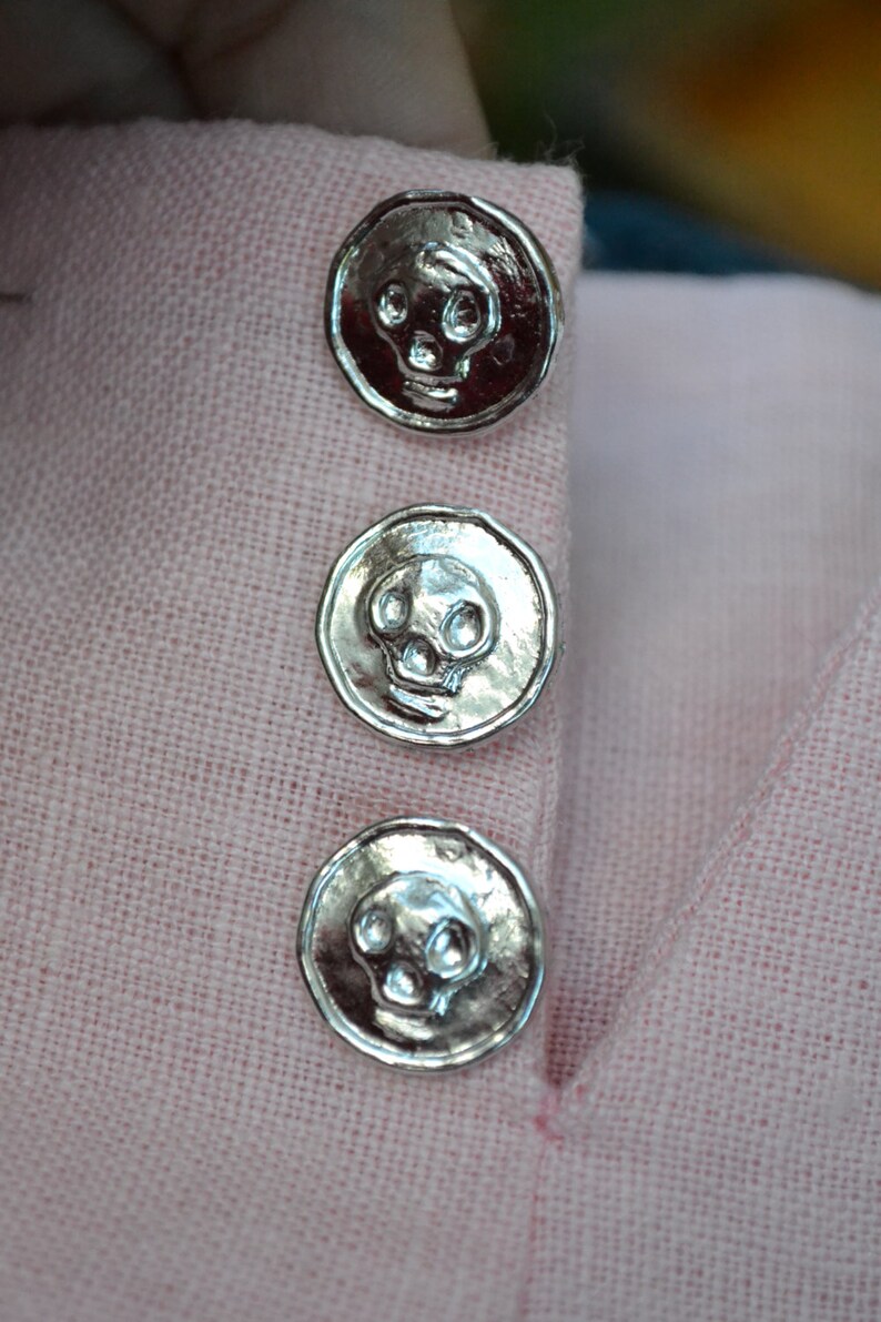 Five Pewter Skull Buttons image 3