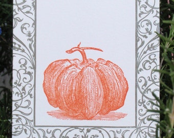 Pumpkin Letterpress Postcard