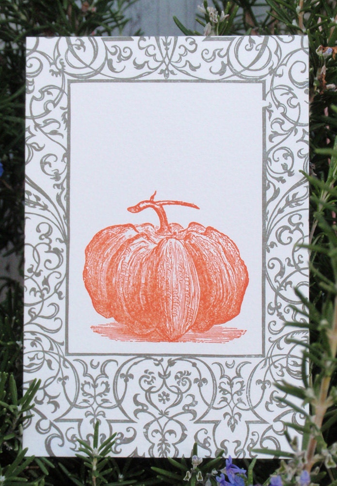 Pumpkin Letterpress Postcard
