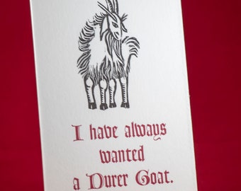 Dürer Goat Letterpress Postcard