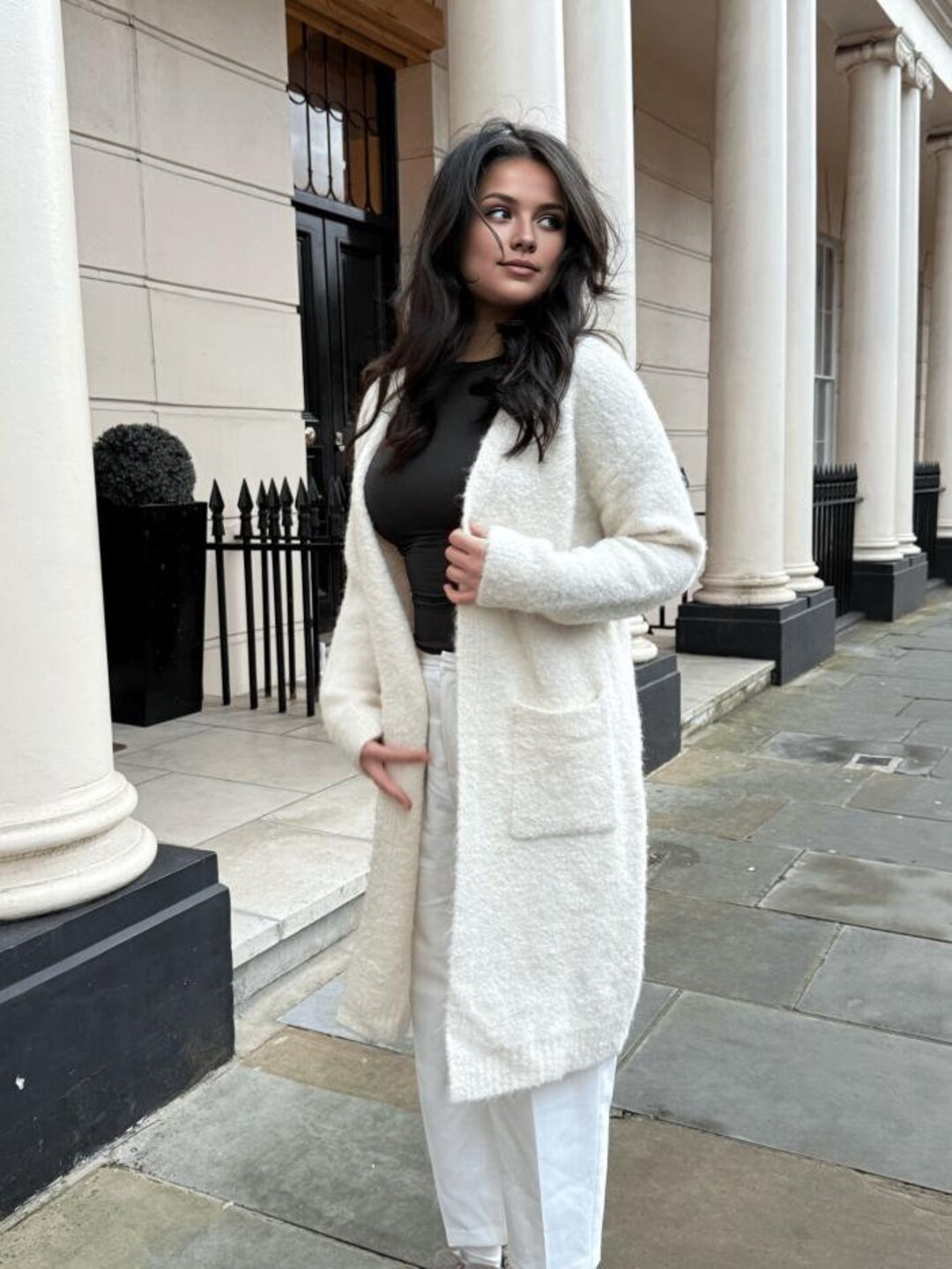 Paty White Cuffed Cardigan Sweater main image 0