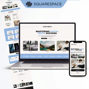 Squarespace 7.1 Website Template for Marketing Agency, Social Media Manager, Virtual Assistant, Modern Website Template, Minimal Template