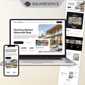 Squarespace 7.1 Website Template for Real Estate Agencies, Property Agent, Modern Bold Website for Realtor