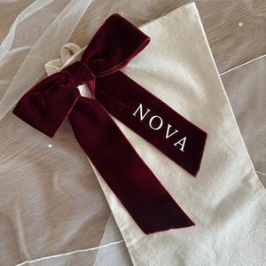Close up of personalised velvet ribbon