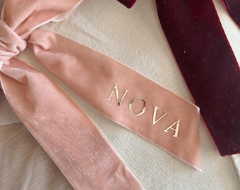 Personalised Christmas Stocking with Pink Velvet bow