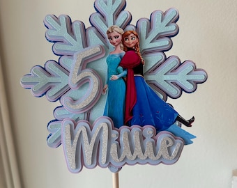 Personalised Frozen Elsa and Anna Birthday Cake Topper