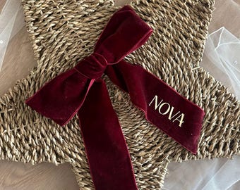 Burgundy / Wine Red Christmas table personalised bow place name