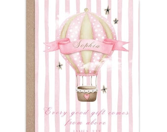 Personalized Chistian New Baby Card, new parents, custom cute new baby arrival vintage design, gift from above