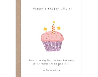 Personalised Birthday Card with Bible Verse Christian Faith Based Happy Birthday Scripture Greeting Card Religious Card Psalm 118:24