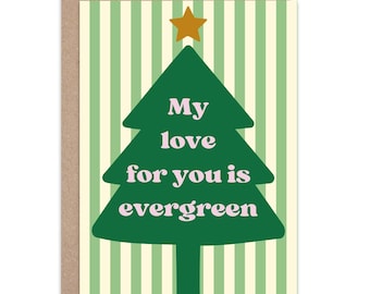 Romantic Christmas Card  Rustic Tree Card for Couples Evergreen Love Christmas Card A6 Holiday Greeting xmas card for him xmas card for her