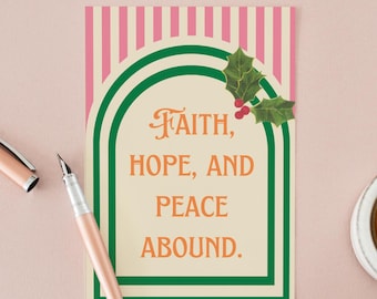 Faith Hope Peace Christmas Card Christian Holiday Greeting Religious Christmas Card Scripture Inspired Card Encouragement Christian Faith