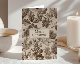 Vintage Christian Christmas Card | Neutral Merry Christmas Greeting | Faith Inspired Holiday Card | Scripture Scribbles