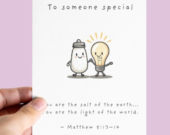 Christian Encouragement Card Matthew 5:13–14 Scripture Religious Appreciation Card Salt & Light Design faith‑based friendship thank you
