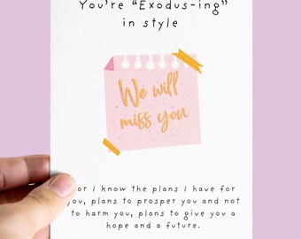 Tarjeta de despedida cristiana Jeremías 29:11 Escritura Tarjeta de despedida religiosa Tarjeta de despedida de compañero de trabajo de fe Te extrañaremos Deseándote todo lo mejor