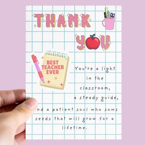 Teacher Thank You Card, Best Teacher Ever, Christian Teacher Appreciation Card, Religious Classroom Card, thank you for the teachers