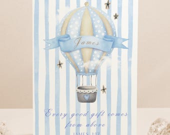 Personalized Chistian New Baby Card, new parents, custom cute new baby arrival vintage design, gift from above