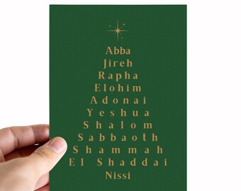 Names of God Christmas Card Typography Christian Holiday Greeting Religious Scripture Faith Stationery Bible Verse Card Jesus is the reason