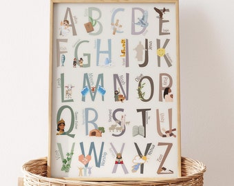 Bible Alphabet Nursery Print: Christian Kids Room Decor (Digital Download)