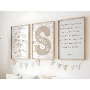 Boho kinderkamer kunst aan de muur, schattige dieren kinderkamer decor, gepersonaliseerd decor, vintage dierenkwekerij, bijbelvers, christelijke kunst aan de muur