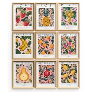 Fruits of the Spirit Set of 9 Bible Verse Wall Art, Galatians 5:22-23 Printable Wall Art, Scripture Print Instant Download