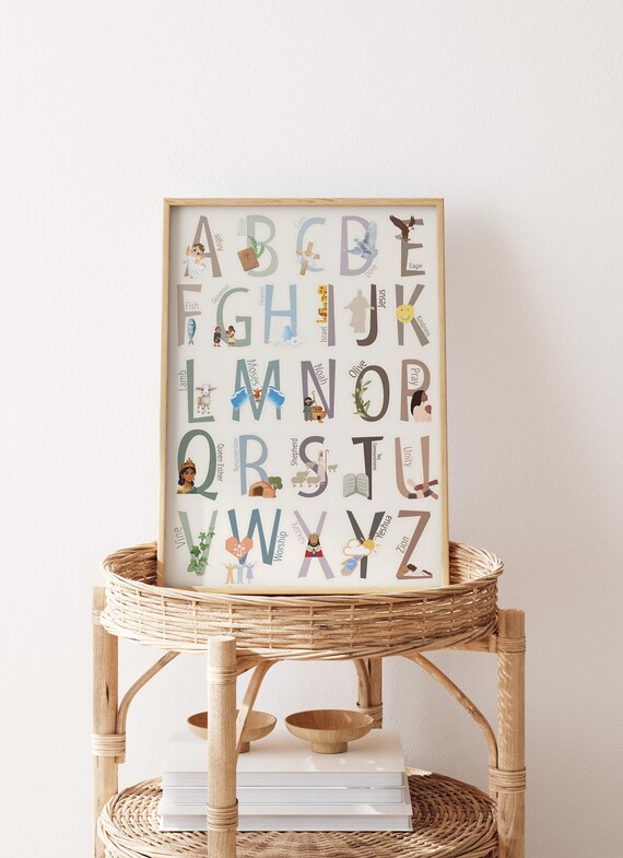 Bible Alphabet Nursery Print: Christian Kids Room Decor (Digital Download)