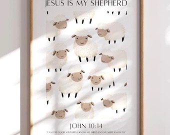 Jesus Is My Shepherd Nursery Print: Christian Kids Room Decor (Digital Download)