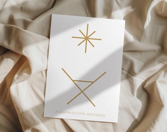 A6 Christmas Card Season of Love and Grace Minimalist Gold Holiday Greeting Christian Scripture Inspired Card Christmas Gift Card unique
