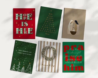 Christian Christmas Card Set of 6 Colourful Holiday Cards with Bible Verses & Nativity Designs, Faith-Based Greeting Cards, Blank Inside