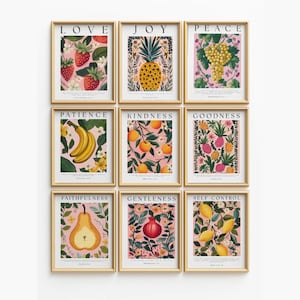 Fruits of the Spirit Art Print Retro Christian Wall Art Scripture Poster Bible Art Print God Art Fruit Wall - High quality prints