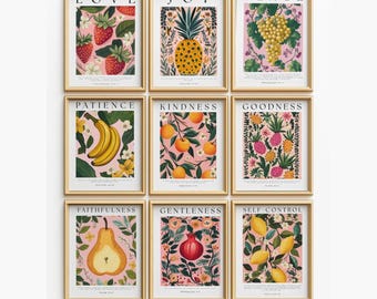 Fruit of the Spirit Wall Art Set of 9 Christian Gallery Wall Prints Bible Verse Wall Decor Scripture Posters Gift for Women Gift For men