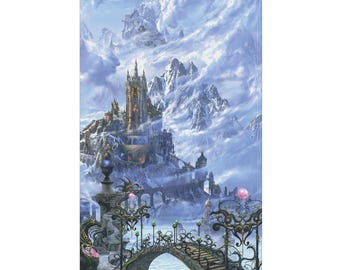 Castle in the sky (500x923 stitches), DMC cross stitch pattern, pdf/xsd