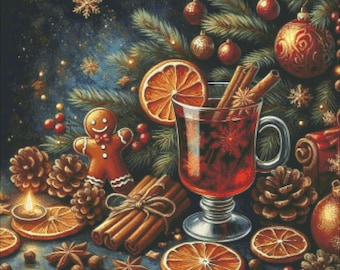 Festive time (350x350 stitches), dmc cross stitch pattern, pdf/xsd