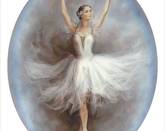 Bailarina (364x457 pontos), gráfico de ponto cruz DMC, pdf/xsd