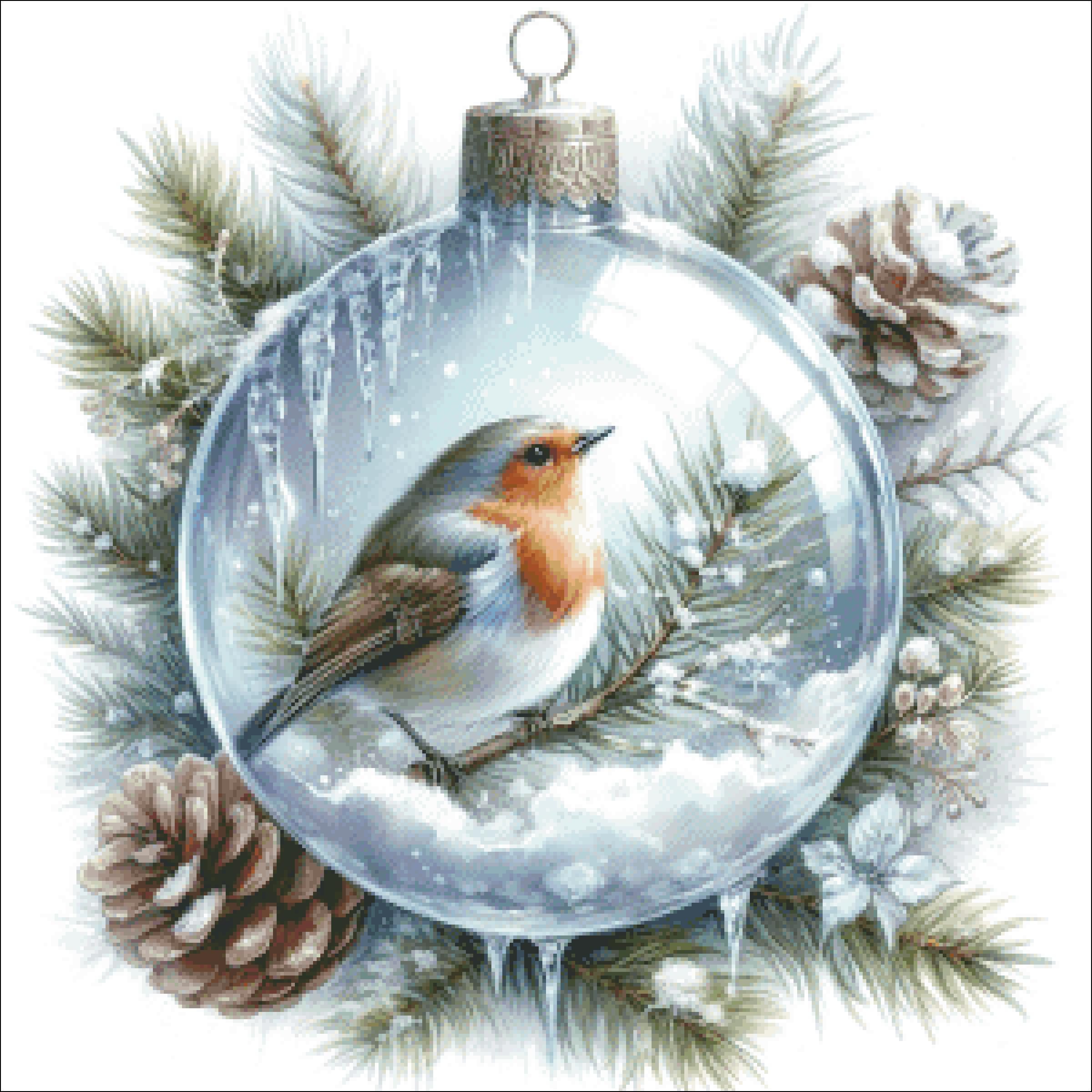 Bird Xmas ball (300x300 stitches), DMC cross stitch pattern, pdf/xsd Christmas New Year Decoration