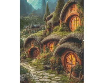 HOBBITON (400x580 stitches), DMC cross stitch pattern, pdf/xsd