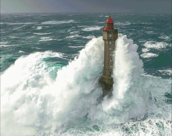 Farol em ondas (400x400 pontos), padrão de ponto cruz DMC, pdf/xsd