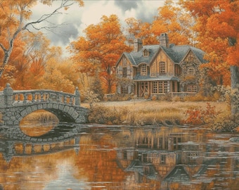 Cozy autumn (500x333 stitches), dmc cross stitch pattern, pdf/xsd