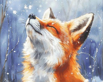 Raposa em uma floresta nevada (300x300 pontos), gráfico de ponto cruz DMC, pdf/xsd