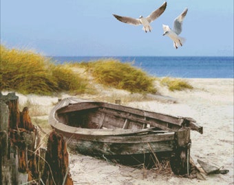 OLD BOAT (445x400 stitches), dmc cross stitch pattern, pdf/xsd