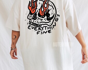 Flaming Skull Graphic Tee: Edgy Streetwear Sarcasm Shirt