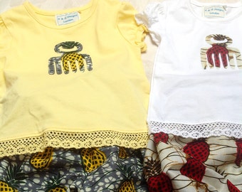 African print Adinkra symbol Duafe girls summer t-shirt and knickerbocker shorts clothing