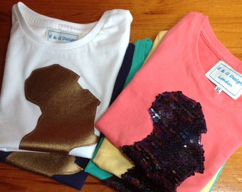 African appliqué bling sequin gold cotton summer T-shirts