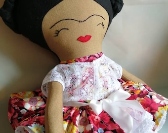 Frida Kahlo Inspired Ballerina Doll, Mexican Rag Doll (53cm)