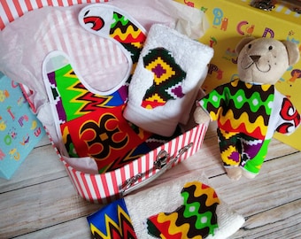 African kente print Gift baby shower baptism naming ceremony case medium box