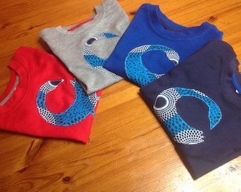 Boys Girls African Ankara print appliqué Sankofa Summer t-shirt top