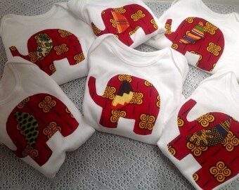 Baby Ankara Adinkra African elephant long sleeves vest bodysuit