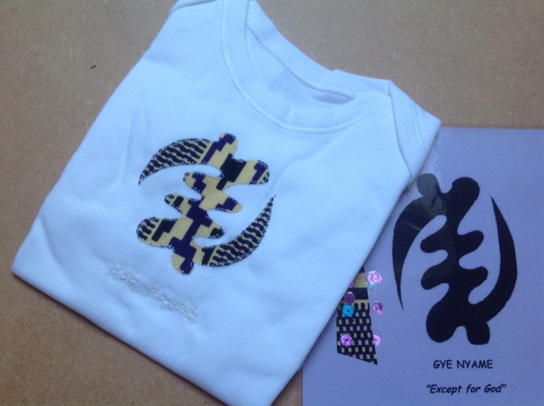 Baby/'s bodysuit with African Adinkra symbol and matching card