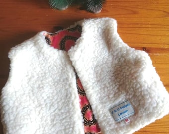 Reversible Sherpa Baby Vest, African Ankara Print Lined Body Warmer