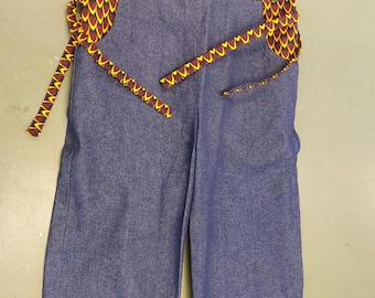 African print unisex denim child's dungarees  playsuit coverall 4 years